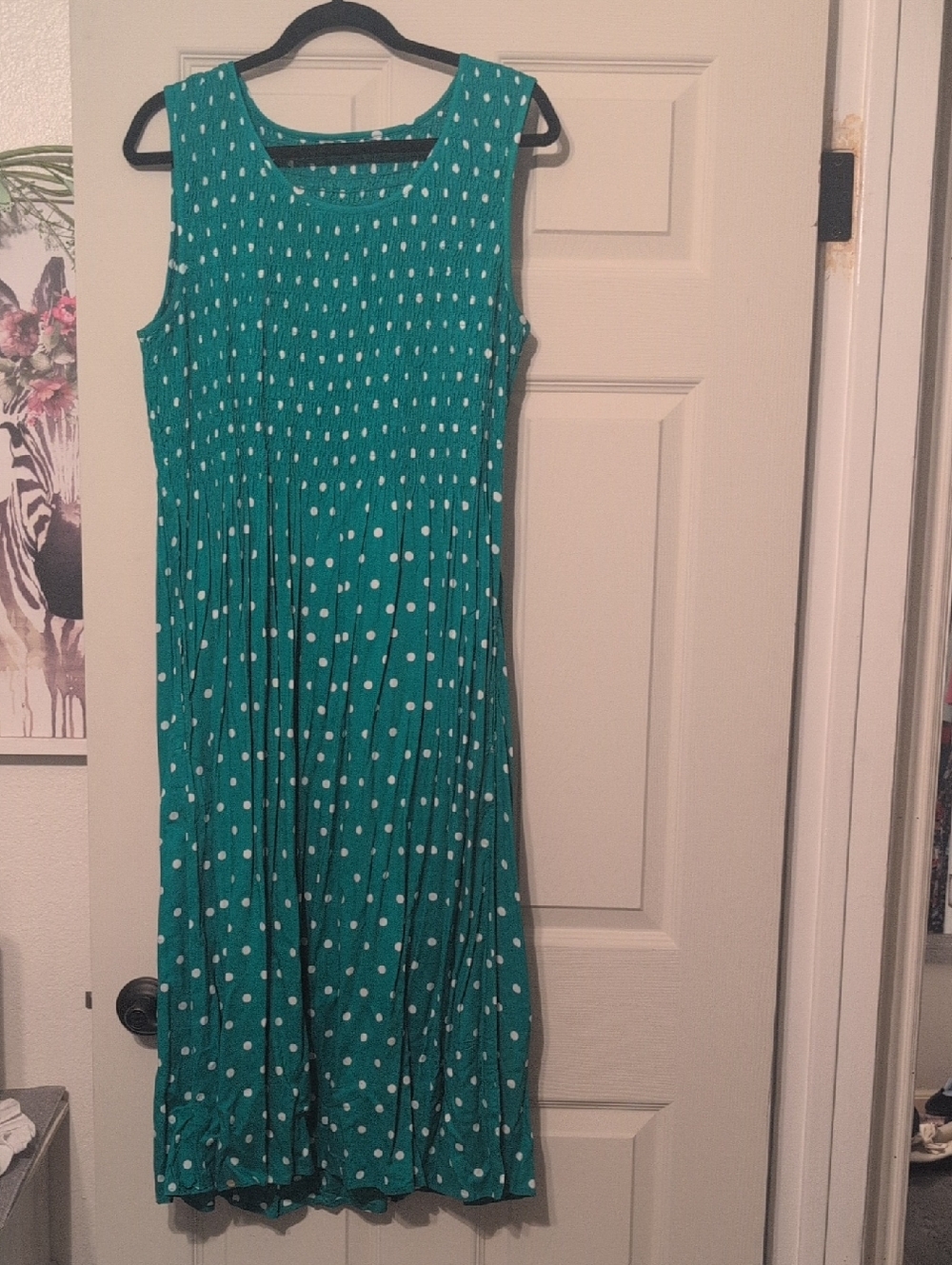 Sleeveless Green Polka Dot  Dress